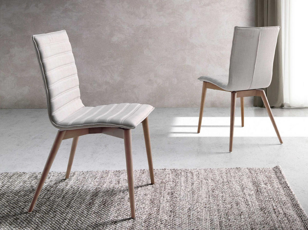 STUHL aus grauem Stoff - Nussbaumfarben/Walnussfarben, Holz/Textil (49/90/56cm) - ANGEL CERDA