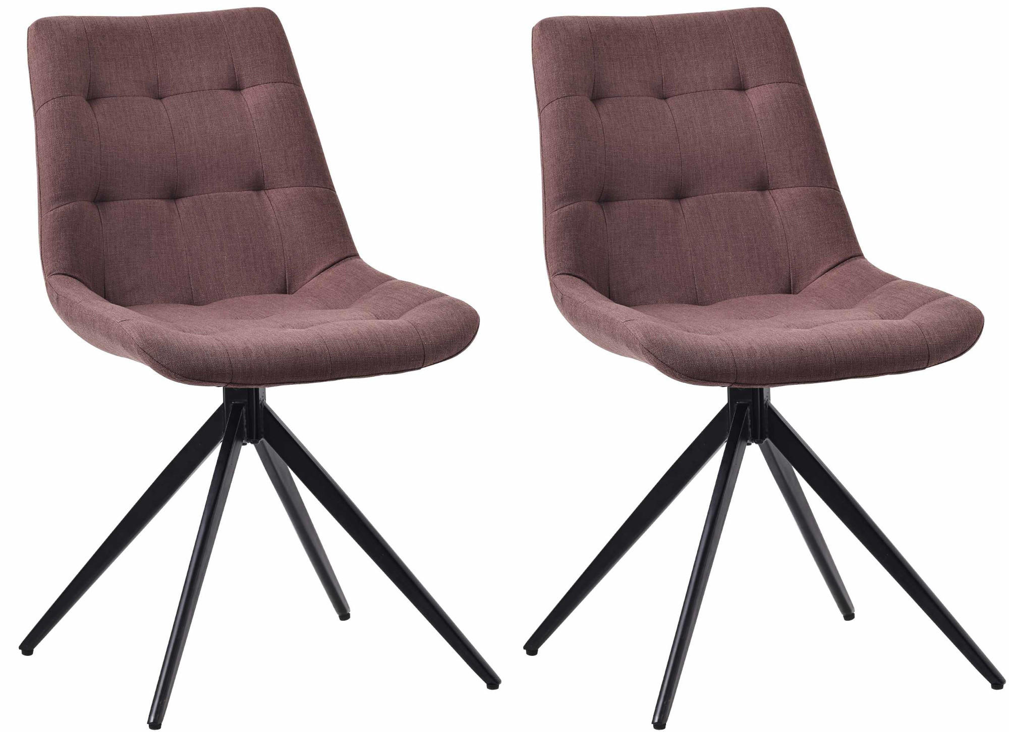 DREHSTUHL 2er Set Stoff Braun - Schwarz/Braun, Textil/Metall (48/82/56cm) - CLP