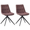 DREHSTUHL 2er Set Stoff Braun - Schwarz/Braun, Textil/Metall (48/82/56cm) - CLP