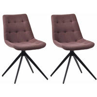 DREHSTUHL 2er Set Stoff Braun - Schwarz/Braun, Textil/Metall (48/82/56cm) - CLP