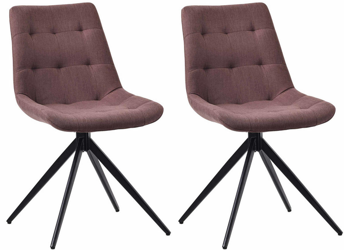 DREHSTUHL 2er Set Stoff Braun - Schwarz/Braun, Textil/Metall (48/82/56cm) - CLP
