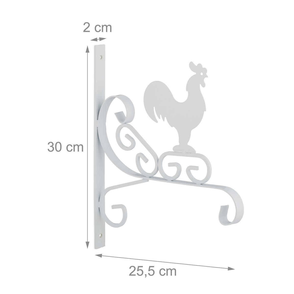 2XKUKICA za saksije - bijela, metal (25.5/30/2cm) - Relaxdays