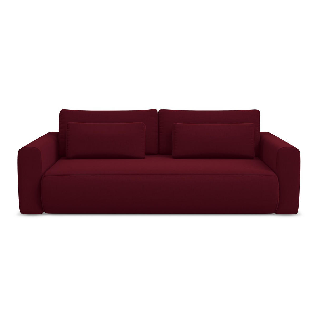 3-SITZER SOFA mit Schlaffunktion Samt Stoff Rot - Bordeaux/Rot, Kunststoff/Textil (238/82/105cm) - LaMiaSofa