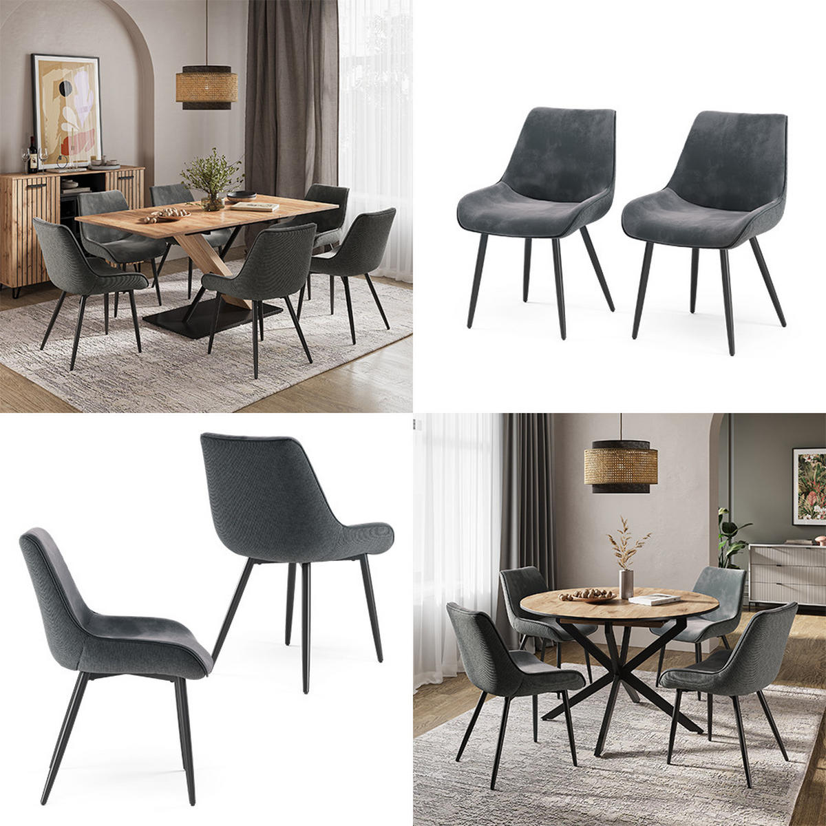 JÍDELNÍ ŽIDLE Eleganza Antracit - antracitová, kov (53.5/85/59cm) - Vicco