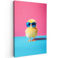 LEINWANDBILD Chick - Sonnenbrille - Blau Deko XXL 80x120 cm - Pink/Gelb, Textil (80/120cm) - MuchoWow