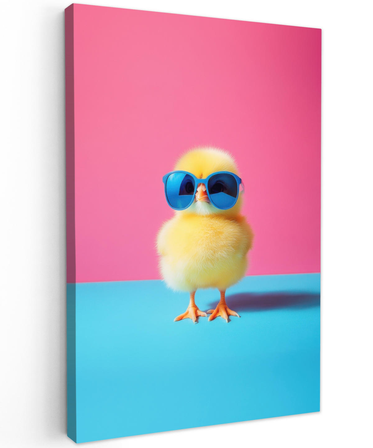 LEINWANDBILD Chick - Sonnenbrille - Blau Deko XXL 80x120 cm - Pink/Gelb, Textil (80/120cm) - MuchoWow
