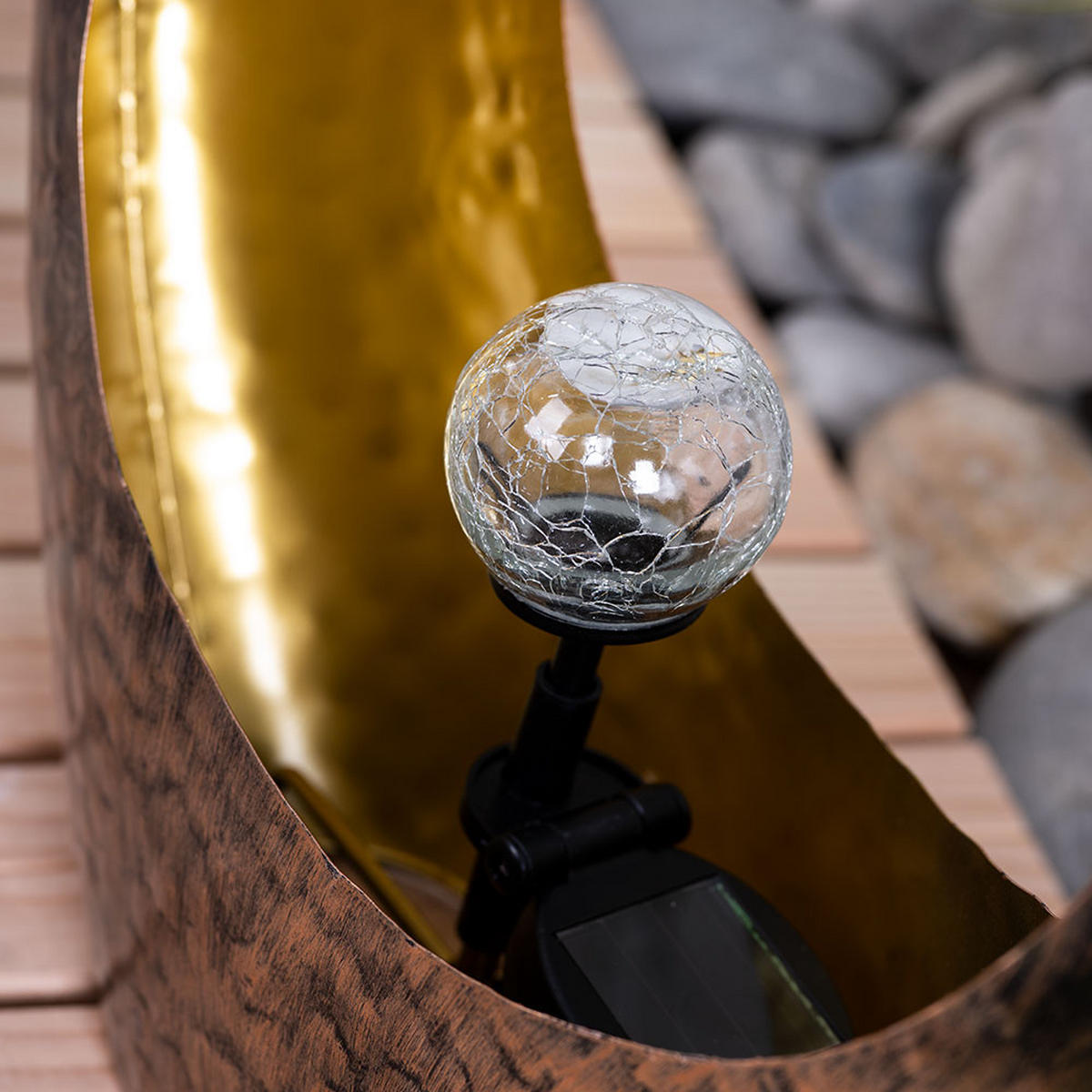 LED AUSSENLEUCHTE Messing Feuereffekt - Messingfarben, Glas (37.5/13.5/45cm) - Globo Lighting