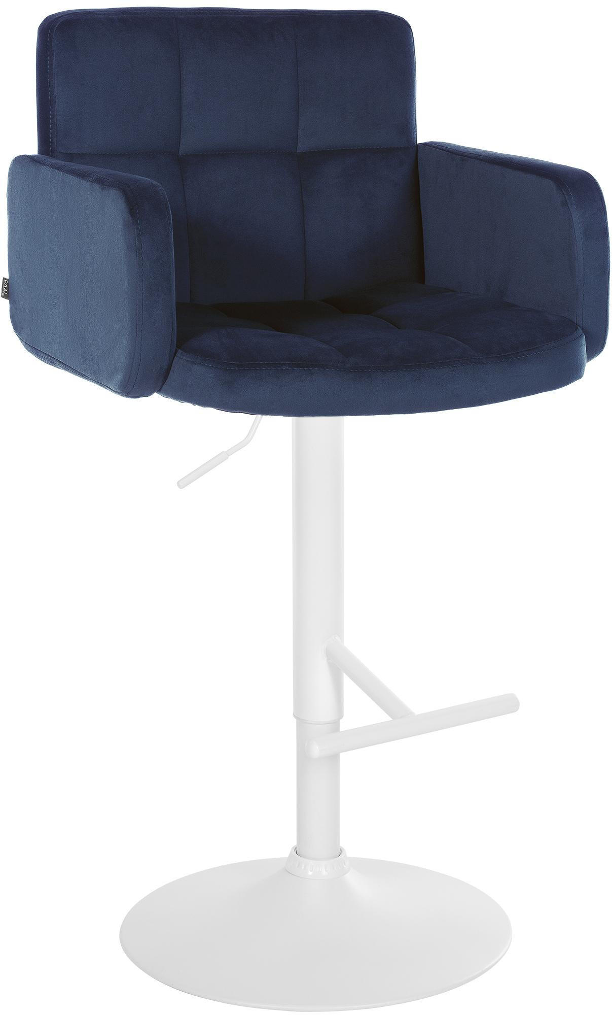 BARHOCKER Samt blau - Blau/Weiß, Textil/Metall (60/93/56cm) - CLP