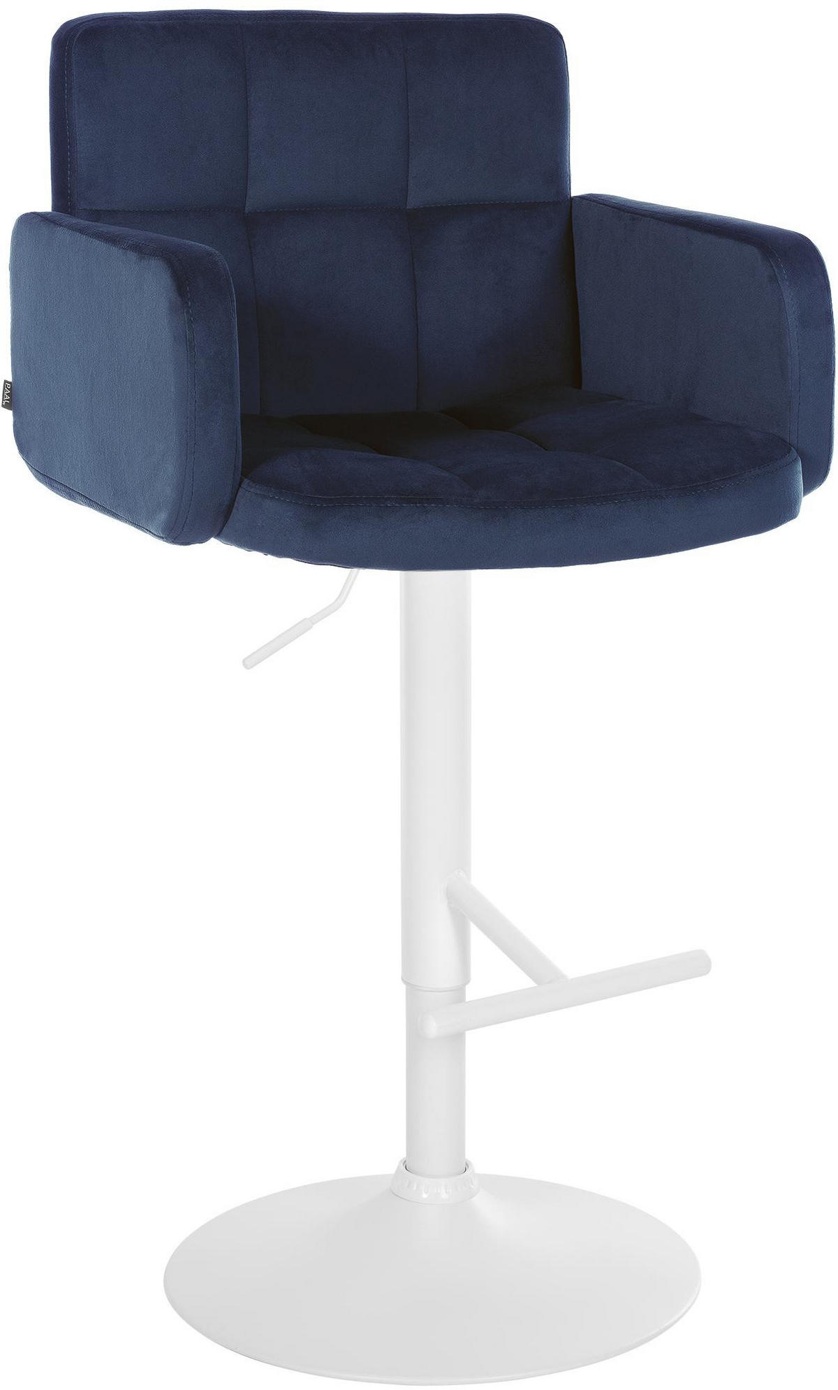 BARHOCKER Samt blau - Blau/Weiß, Textil/Metall (60/93/56cm) - CLP