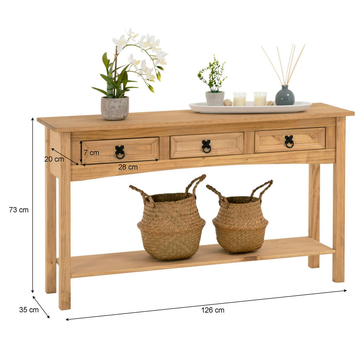 KONSOLENTISCH SALSA - Naturfarben, Holz (35/126/73cm) - CARO-Möbel