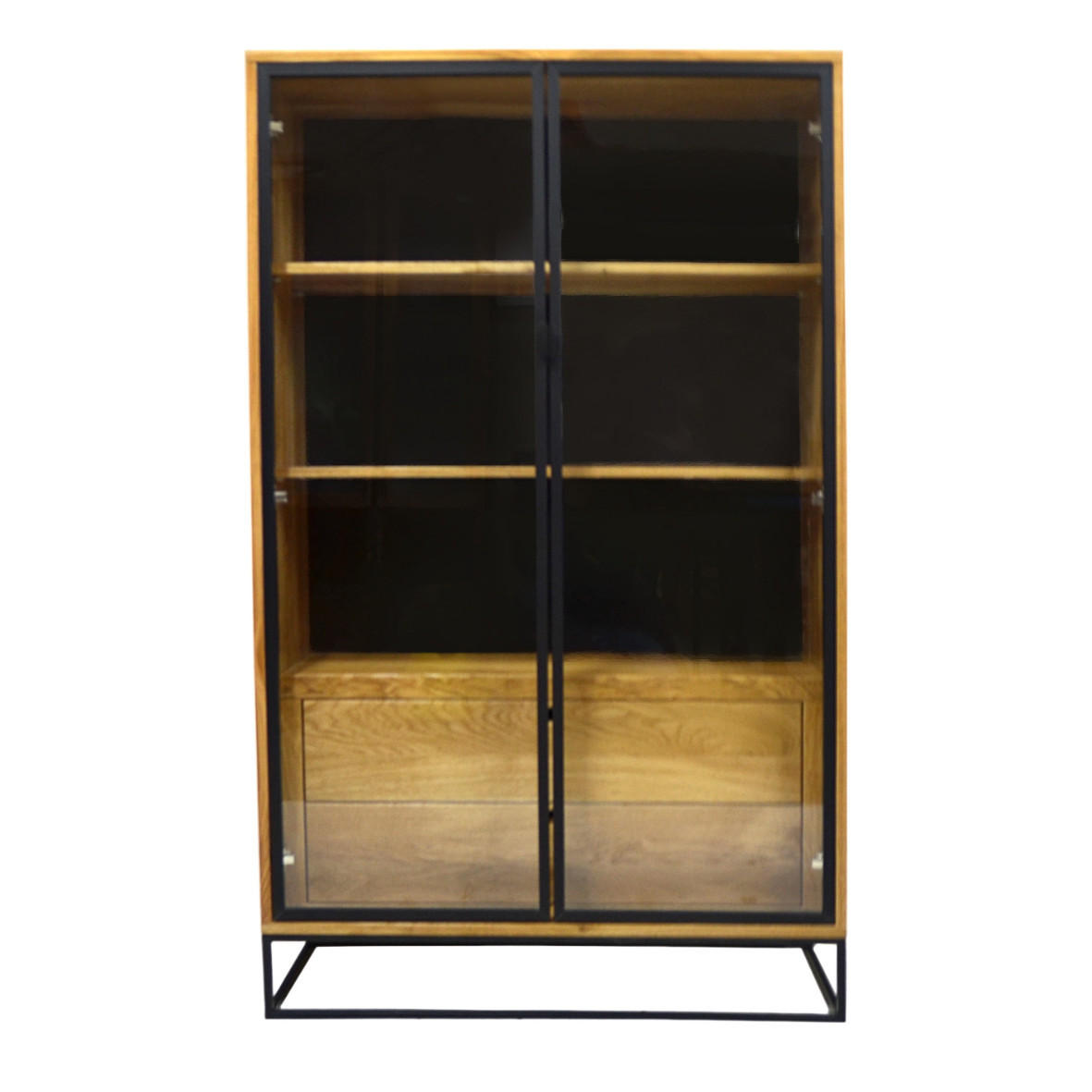 VITRINE aus Eichenholz ins Wohnzimmer Arbeitzimmer MERIS - Eichefarben, Holz (100/160/40cm) - Rawood Furniture