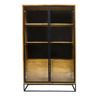 VITRINE aus Eichenholz ins Wohnzimmer Arbeitzimmer MERIS - Eichefarben, Holz (100/160/40cm) - Rawood Furniture