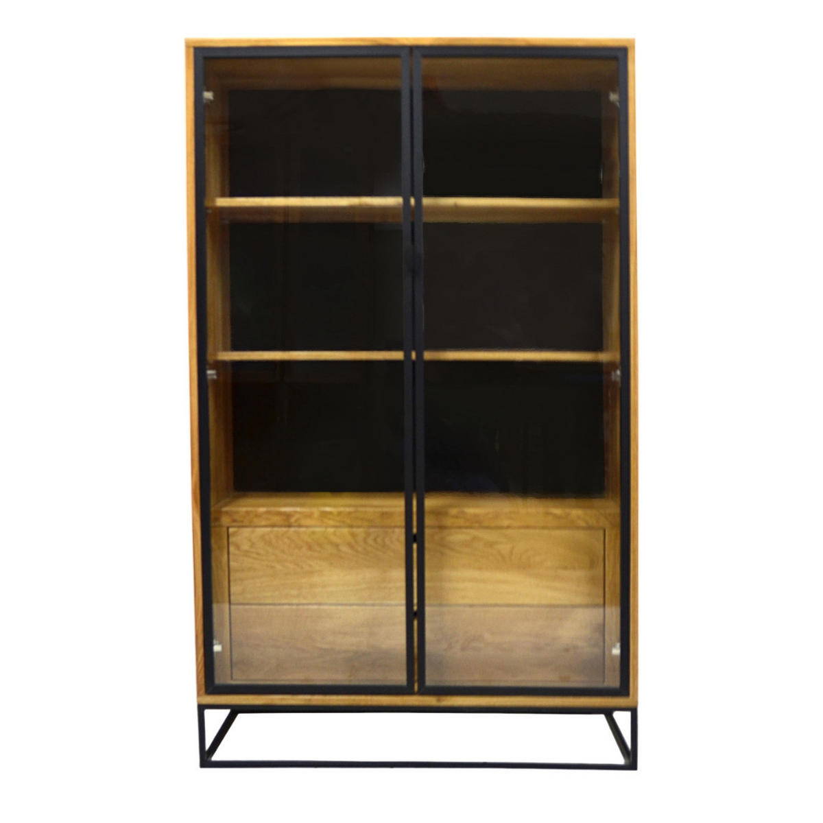 VITRINE aus Eichenholz ins Wohnzimmer Arbeitzimmer MERIS - Eichefarben, Holz (100/160/40cm) - Rawood Furniture