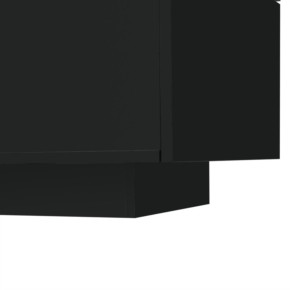 COUCHTISCH in Schwarz mit LED-Beleuchtung und Hochglanz-Tischplatte für Wohnzimmer, B120/T50/H38,5 cm - Schwarz, Glas/Holzwerkstoff (50/120/38.5cm) - STILVORA