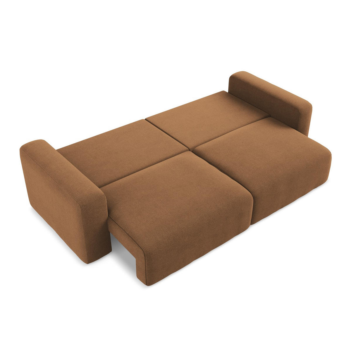 3-SITZER SOFA mit Schlaffunktion Strukturstoff Stoff Orange - Beige/Terracotta, Kunststoff/Textil (244/79/102cm) - Makamii