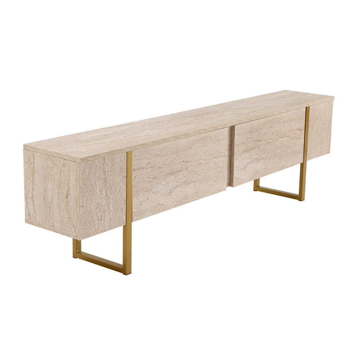 TV-MÖBEL serenity Travertin - Goldfarben, Holzwerkstoff (29.5/50/188cm) - Calicosy