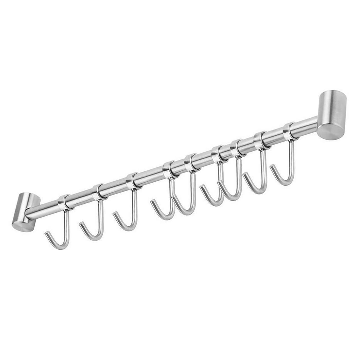 KÜCHEN HÄNGELEISTE mit 9 Haken - Silberfarben, Metall (3.4/2.2/49.8cm) - Intirilife