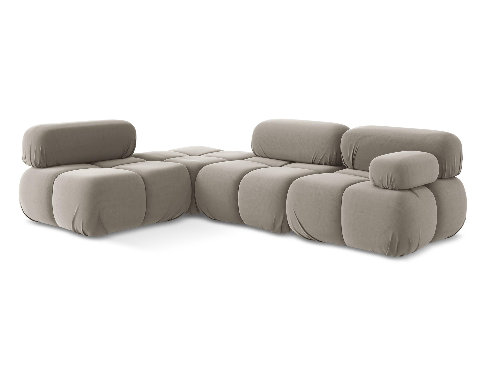 ECKSOFA Links Samt Stoff Grau - Taupe/Lila, Kunststoff/Textil (190/285cm) - Makamii