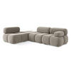 ECKSOFA Links Samt Stoff Grau - Taupe/Lila, Kunststoff/Textil (190/285cm) - Makamii