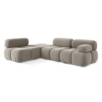 ECKSOFA Links Samt Stoff Grau - Taupe/Lila, Kunststoff/Textil (190/285cm) - Makamii