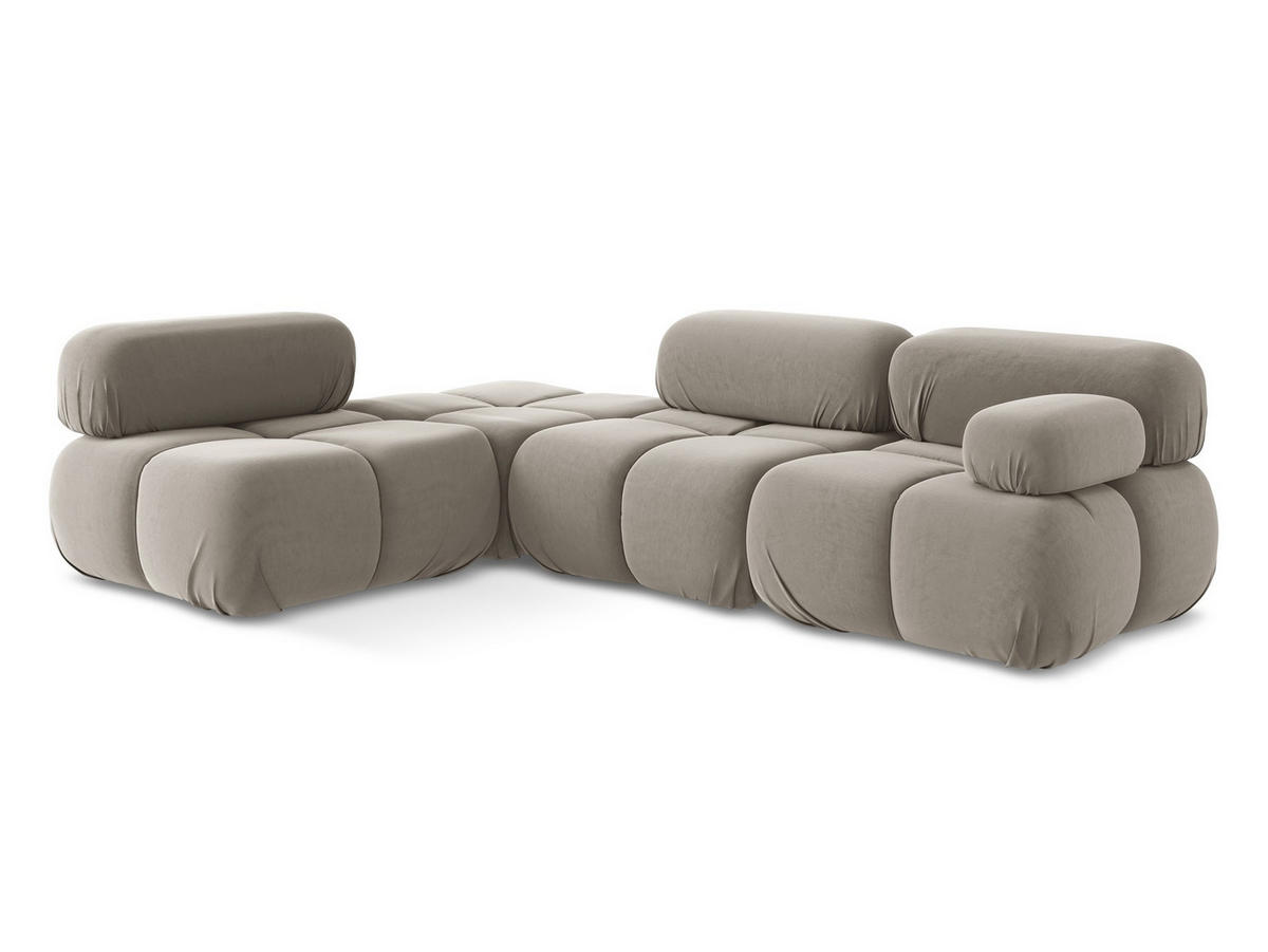 ECKSOFA Links Samt Stoff Grau - Taupe/Lila, Kunststoff/Textil (190/285cm) - Makamii