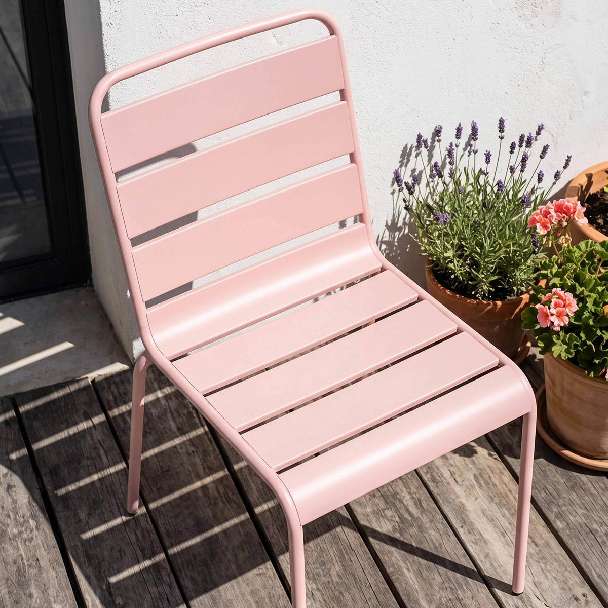 GARTENSTUHL, Rosa - Pink, Metall (42/83/53cm) - Oviala