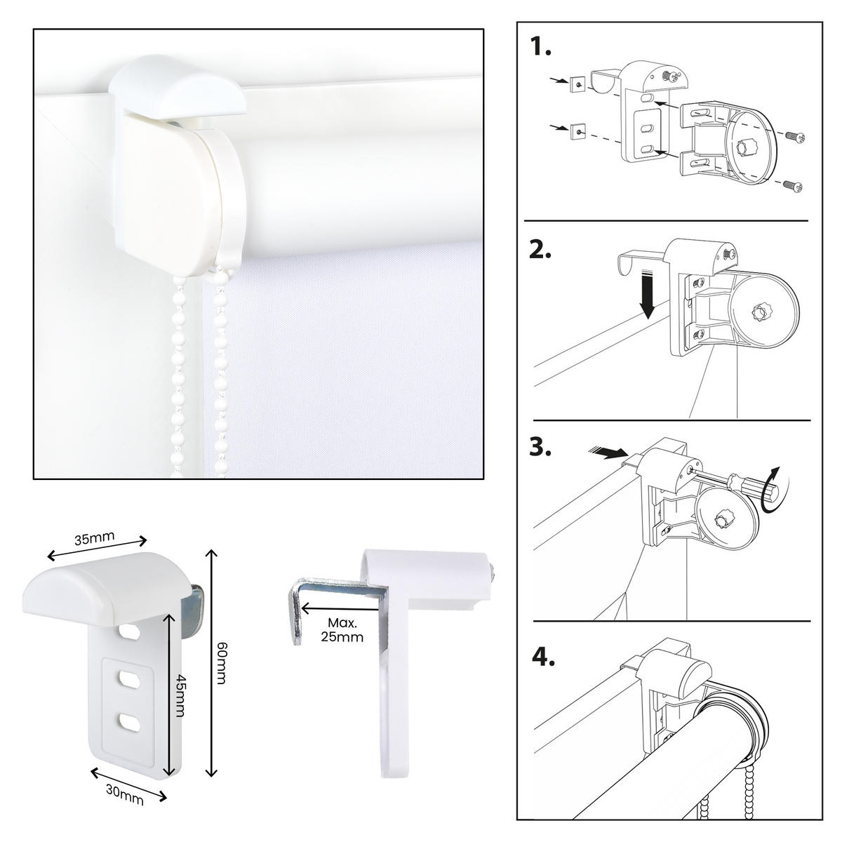 VERDUNKELUNGSROLLO Moon Easyfix Weiß 45x180 - Weiß, Kunststoff (45/180/1cm) - STORESDECO