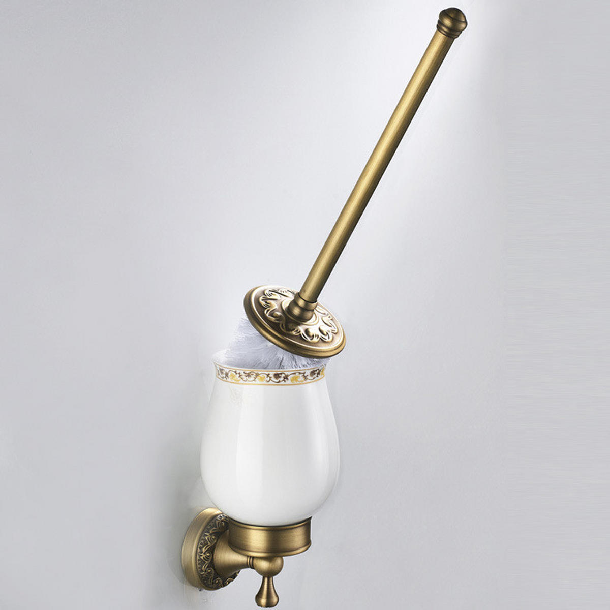 TOILETTENBÜRSTENHALTER – Vintage-Gold (17 x 10,5 x 36,5 cm) - Goldfarben, Metall (11/42/11cm)