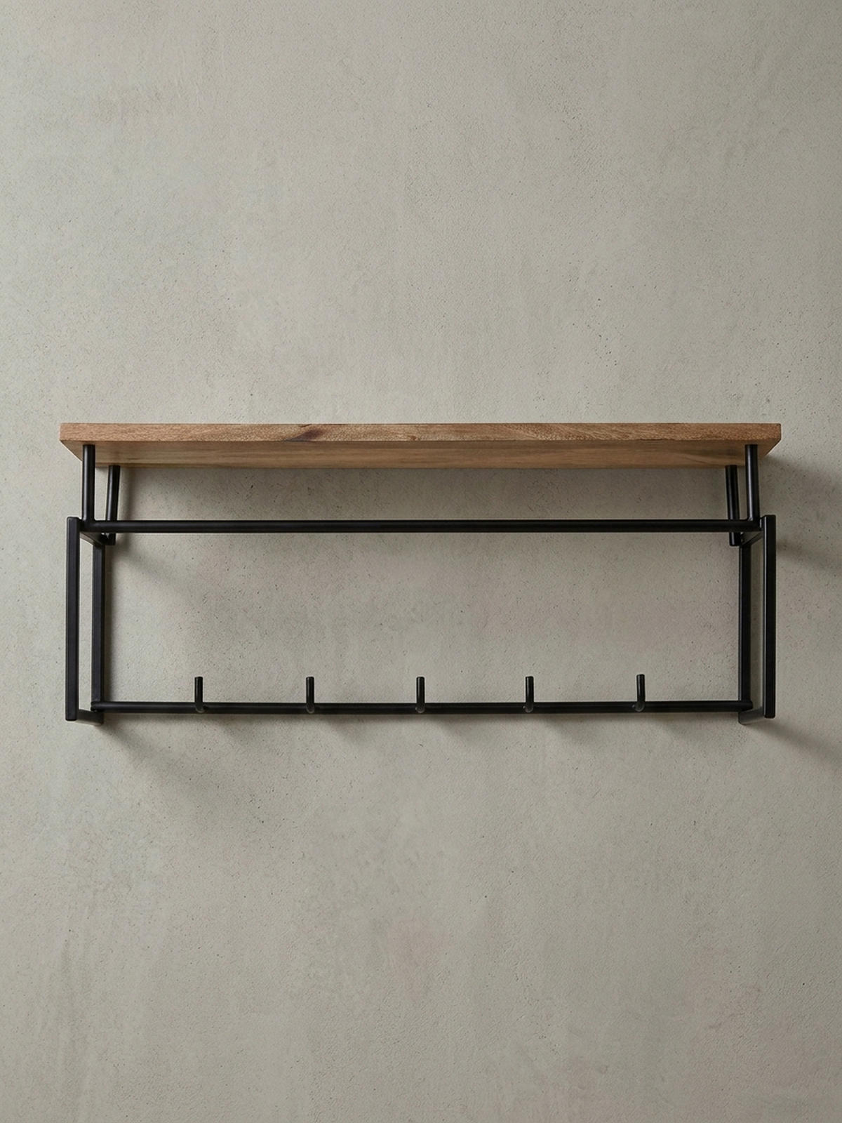 WANDGARDEROBE Mango Massivholz Metall Modern für Eingangsbereich - Braun, Holz/Metall (71/29/20cm) - KADIMA DESIGN