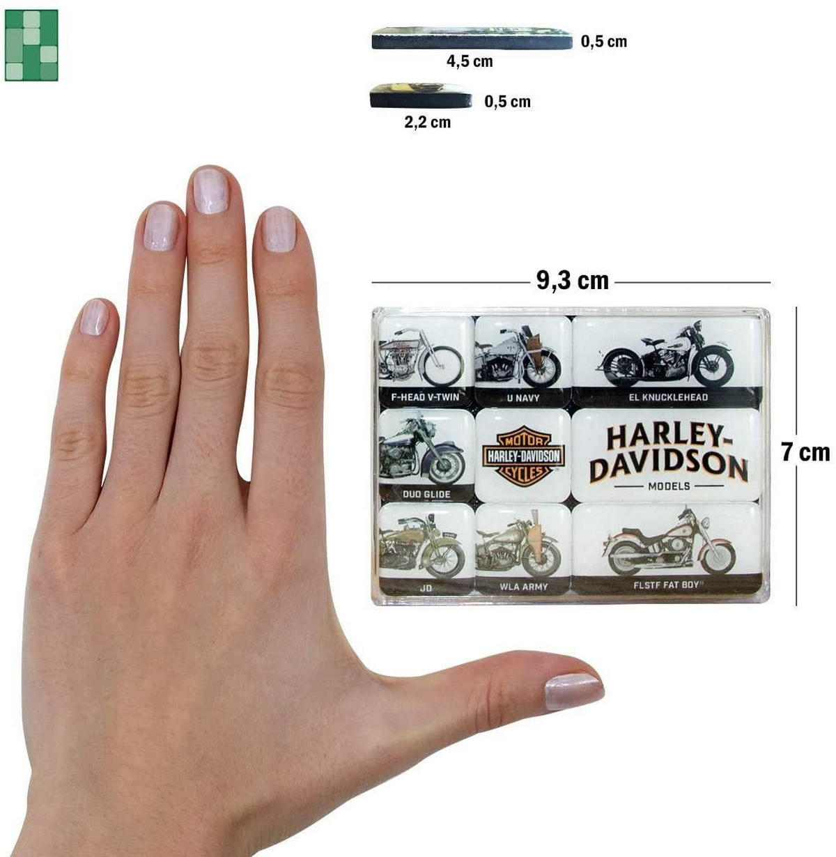 MAGNETSET 9-teilig Harley-Davidson Model Chart - Multicolor, Metall (9/7/2cm) - Nostalgic-Art