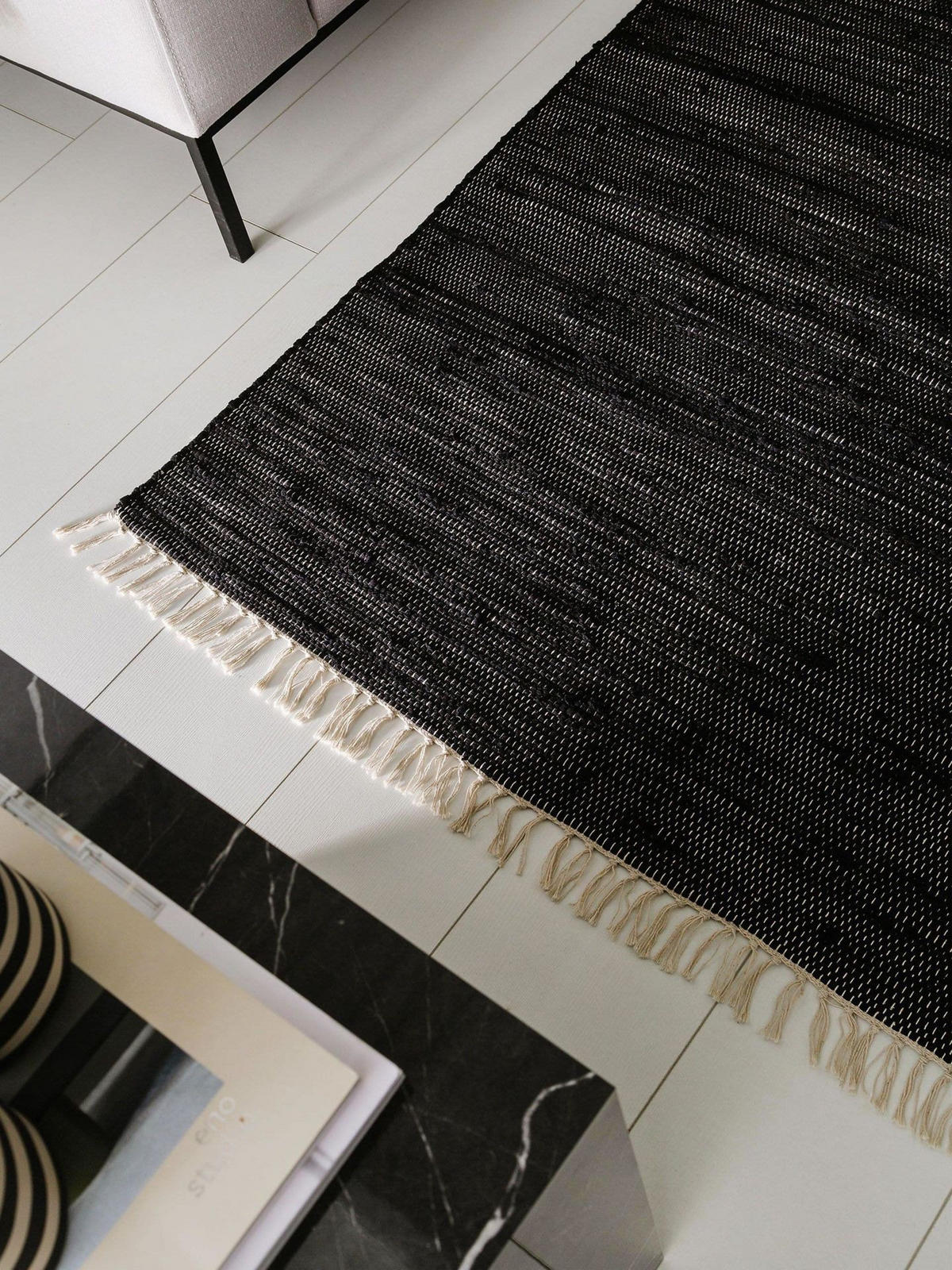 TEPPICH aus recyceltem Material Tom Schwarz 120x170 cm - Schwarz, Textil (120/1cm) - KUNSTLOFT