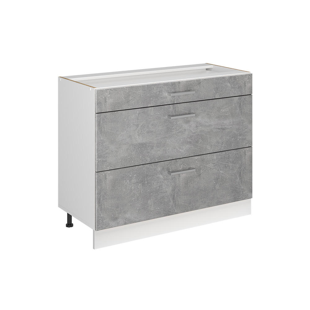 SPODNÍ SKŘÍŇKA KUCHYŇSKÉ LINKY R-Line, Beton/Bílá, 100 cm bez pracovní desky - bílá/šedá, kompozitní dřevo (100/81.6/46cm) - Vicco