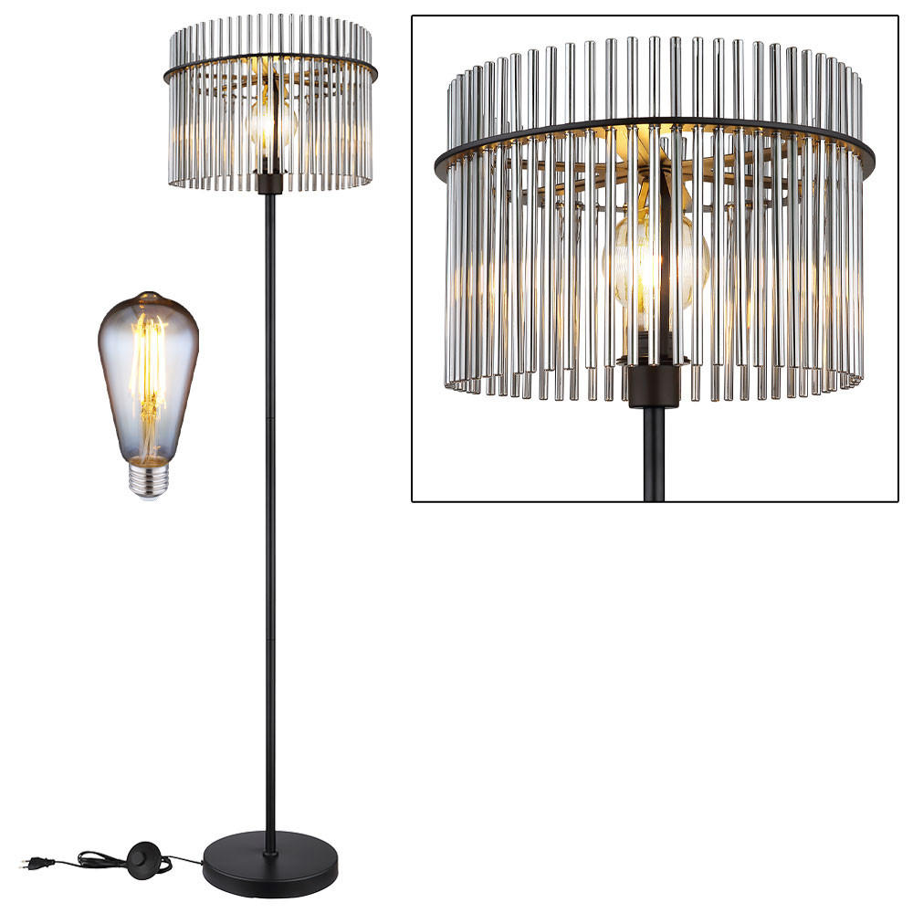 LED STEHLEUCHTE GORLEY Grau Rauchoptik - Grau, Glas/Metall (38/38/152cm) - Globo Lighting