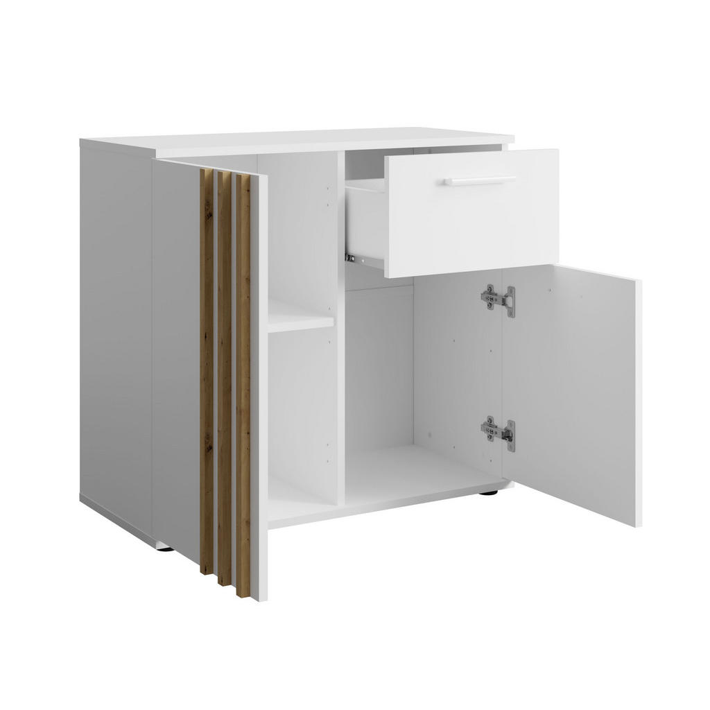 Thumbnail - AX Living Sideboard, Weiß, Holzwerkstoff, 1 Schubladen, Rechteckig, 80x73x35 cm, Hergestellt in Europa, FSC Mix, Reach, ...