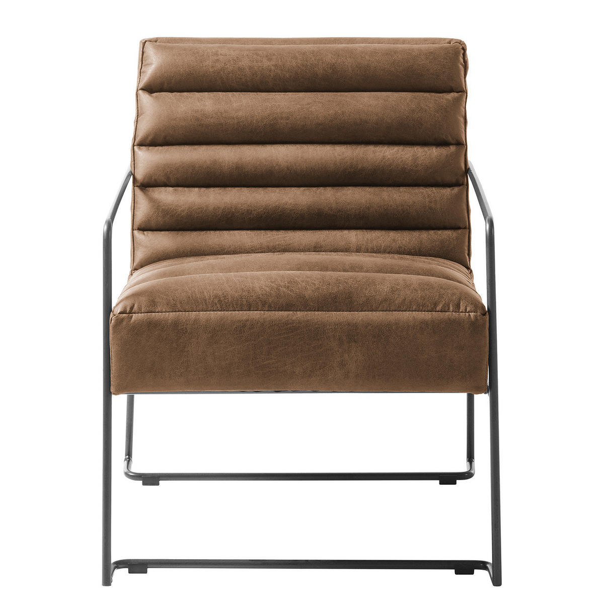 SESSEL - Antiklederlook - Grau, Textil/Metall (63/71/78cm) - home24