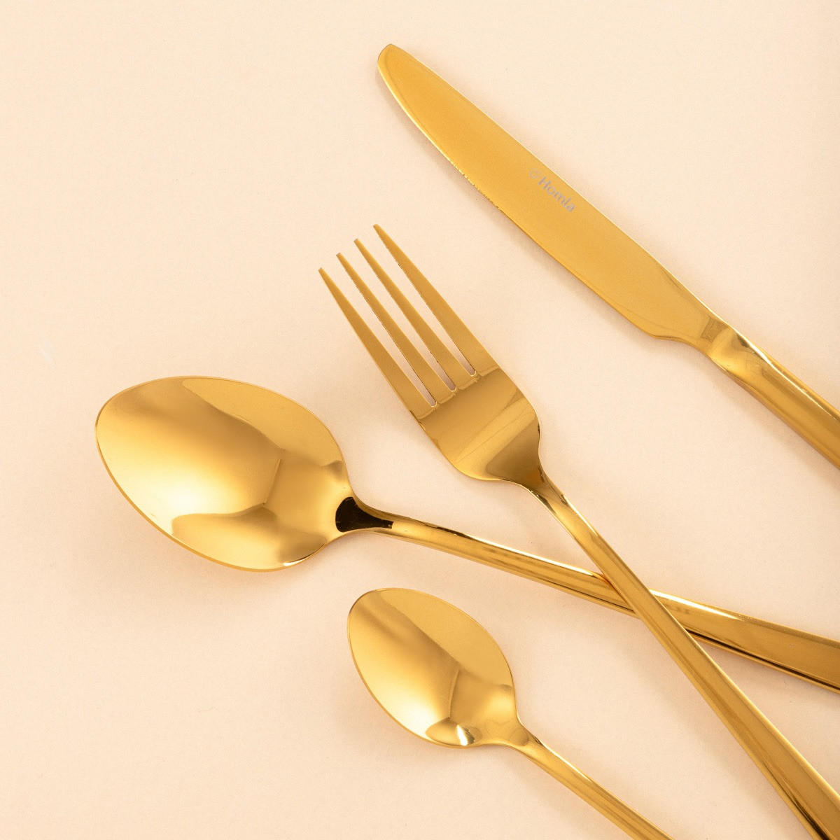 BESTECKSET Lugano Gold 24-tlg. - Goldfarben, Metall - Homla