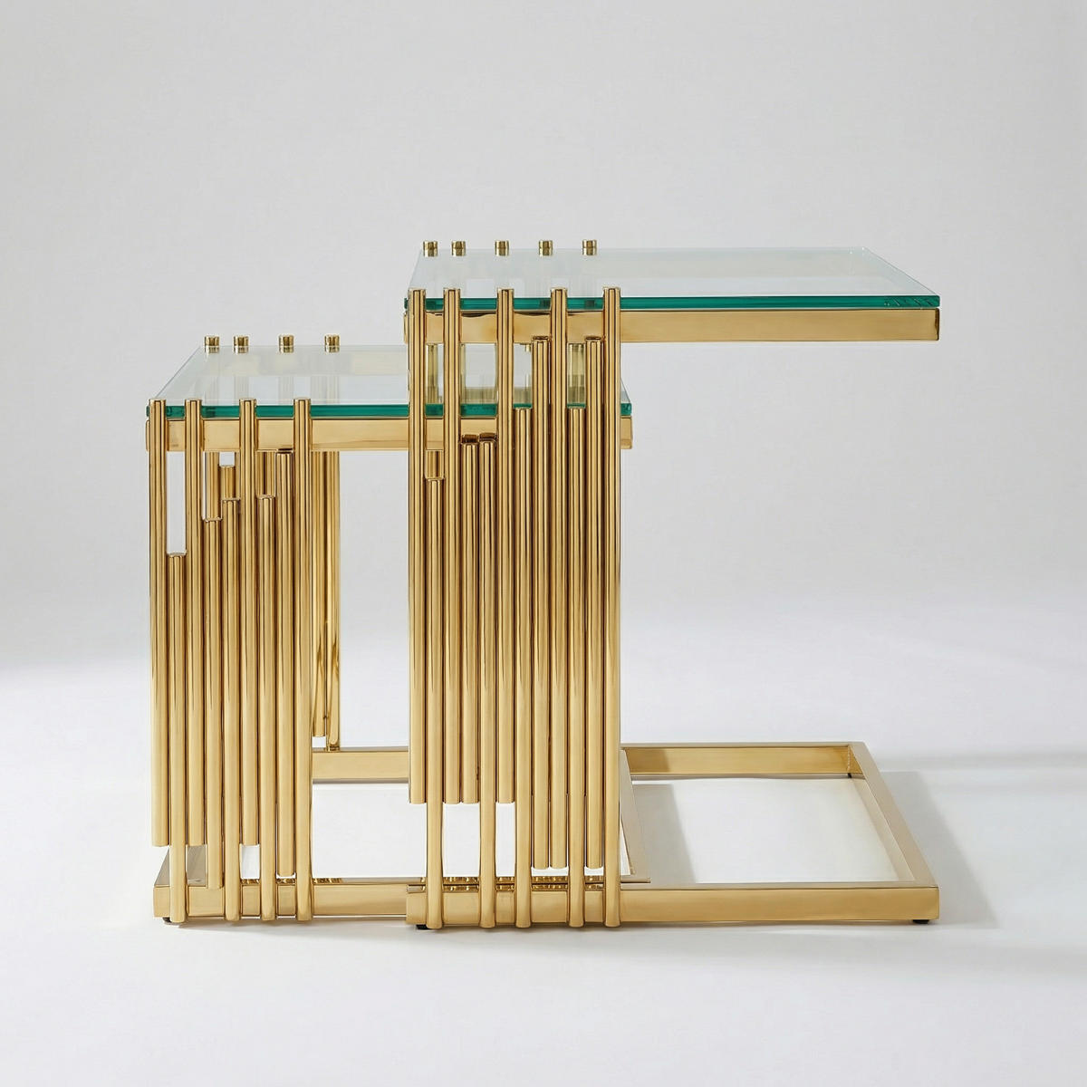 COUCHTISCH in Schwarz Wohnzimmer mit Glastischplatte für Wohnzimmer / Zuhause / Büro - Goldfarben, Glas/Holzwerkstoff (41/41/46cm) - STILVORA