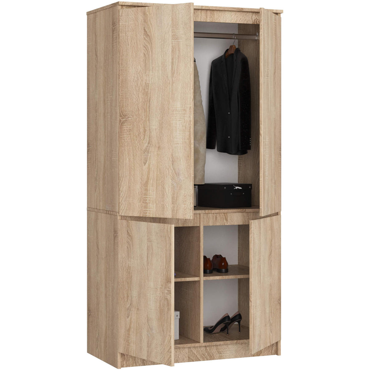 KLEIDERSCHRANK Eiche Sonoma 180/90/51 - Sonoma Eiche, Holzwerkstoff (90/180/51cm) - RAUMHIRSCH FURNITURE