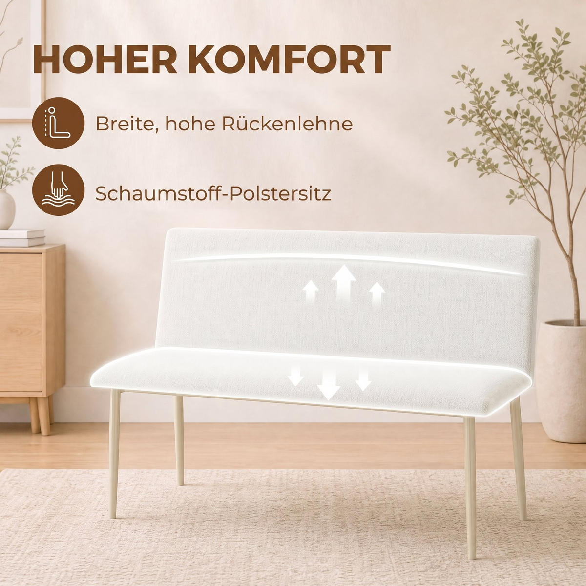 ESSZIMMERSTUHL Stoff in Leinenoptik Beige - Beige, Textil/Metall (61.5/85/120cm) - HOMCOM
