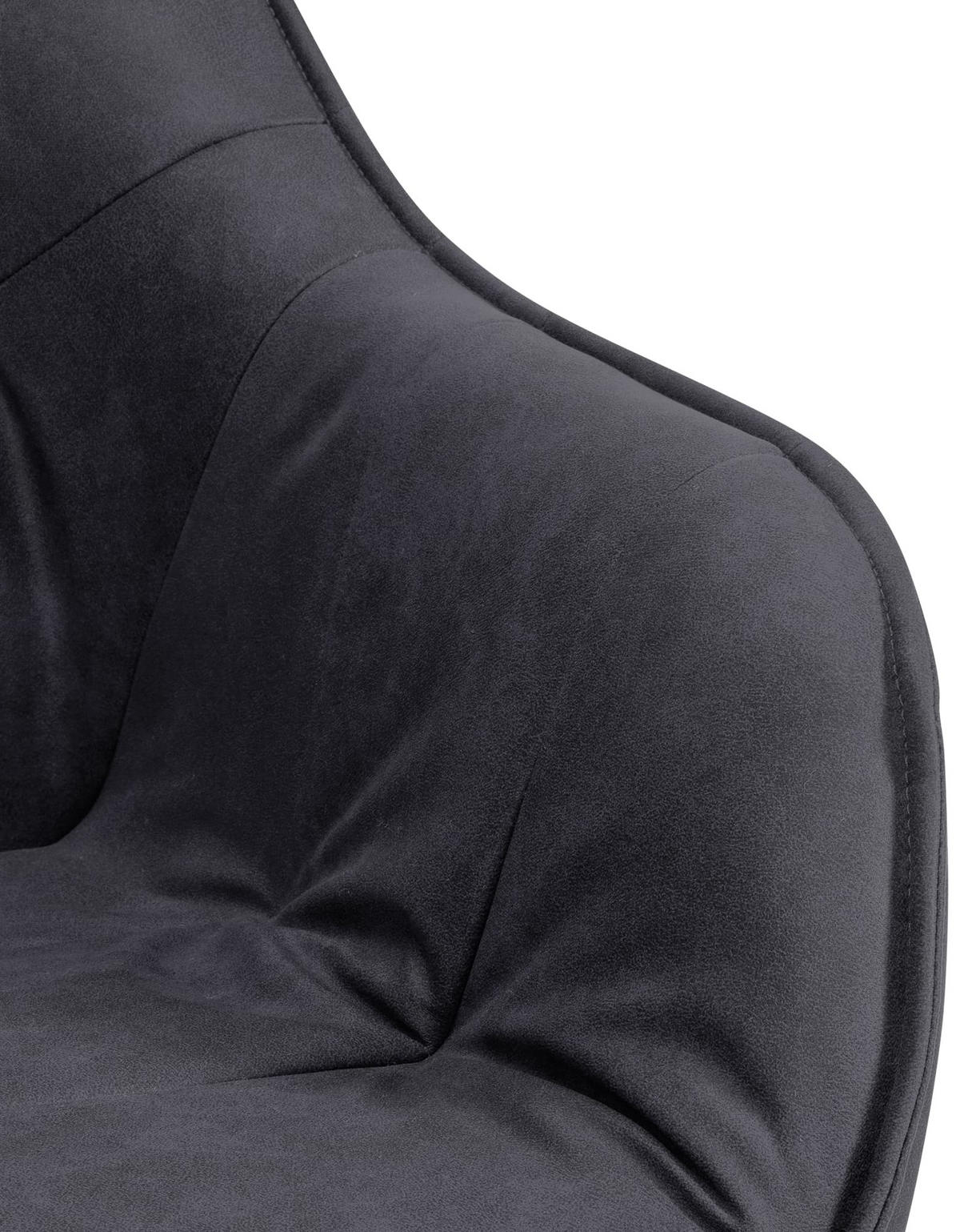 ARMLEHNENSTUHL Vintage Stoff schwarz - Schwarz, Textil/Metall (57/90/63cm) - CLP
