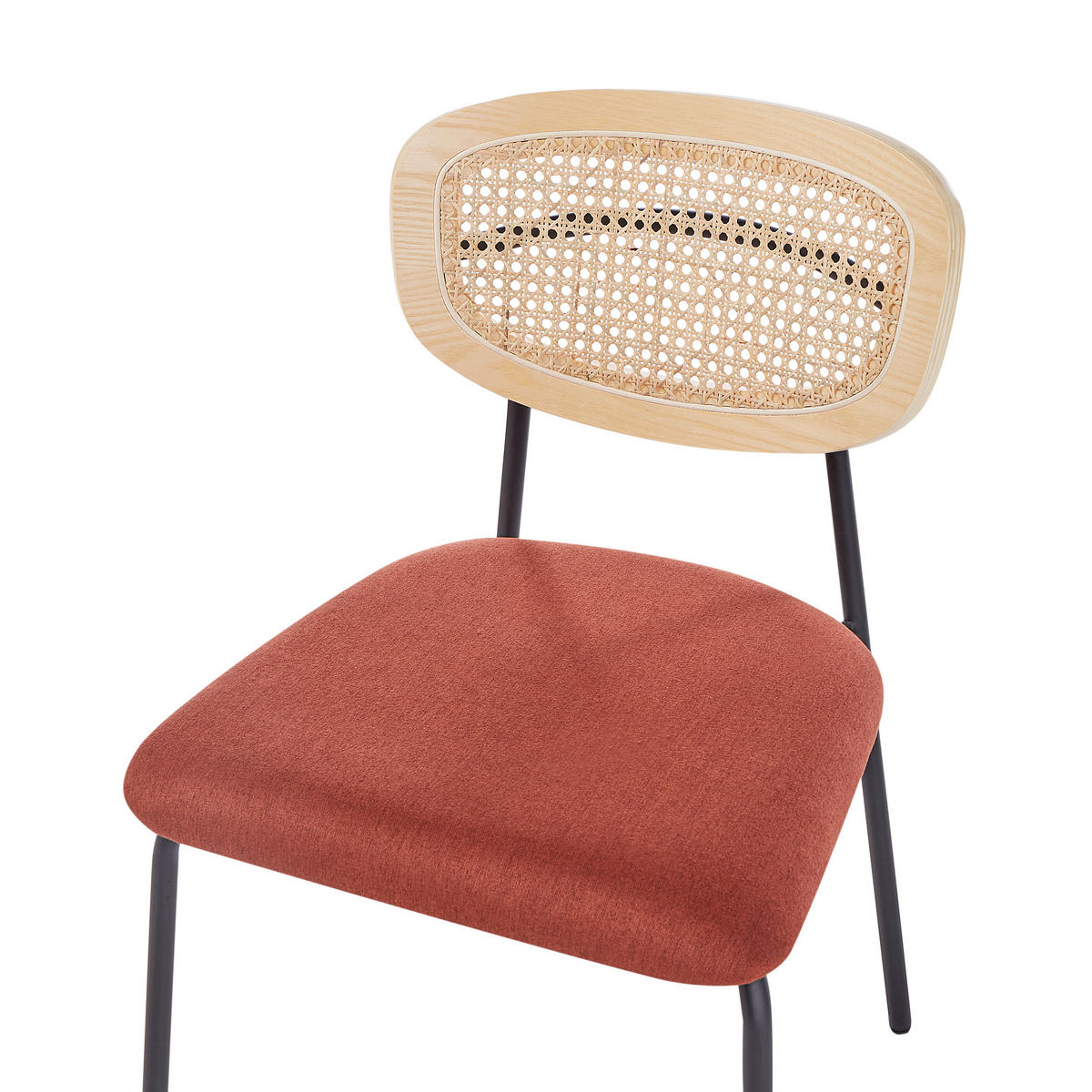 ESSZIMMERSTUHL 2er-Set Orange Mayetta - Schwarz/Naturfarben, Textil (50/81/51cm) - Beliani