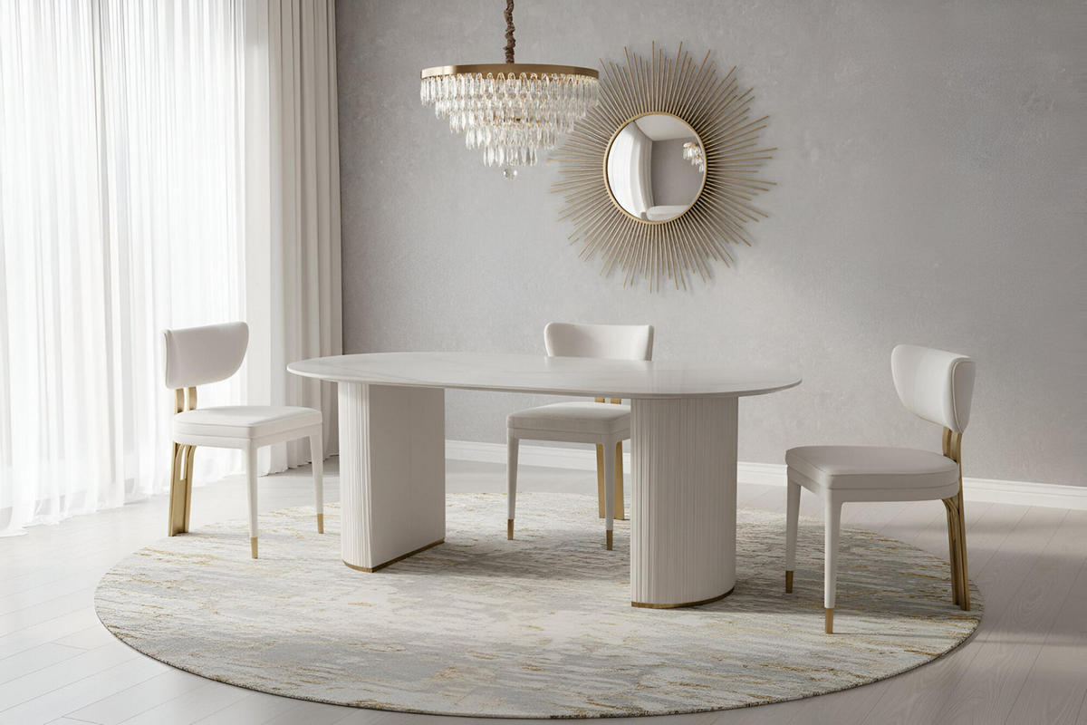 ESSTISCH MODIG Weiß 180x90x75 cm - Weiß, Stein (90/180/75cm) - FURNLUX