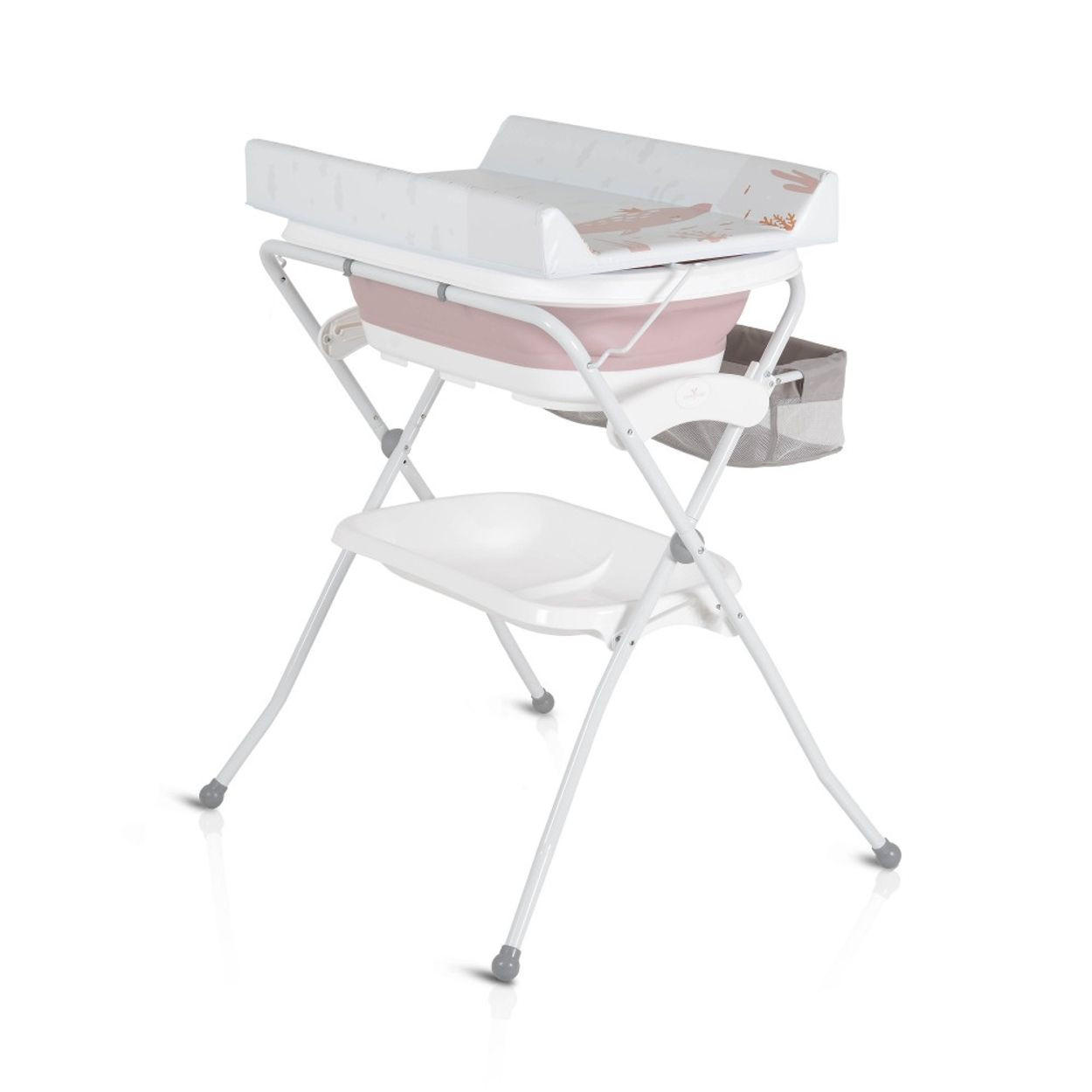 BABYWANNE Wickeltisch Como 2 in 1 rosa faltbar, Wickelauflage, Zubehörfach - Rosa, Kunststoff (85/72cm) - Cangaroo