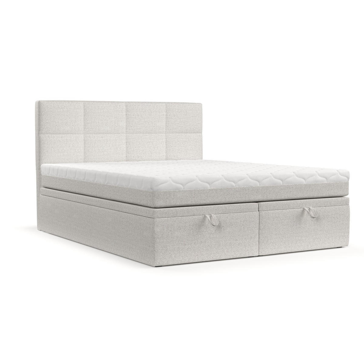 BOXBETT Tessa 200/200 cm Hellbeige im Riva Stoff - Sandfarben/Schwarz, Holz/Holzwerkstoff (200/200cm) - AltaBeds