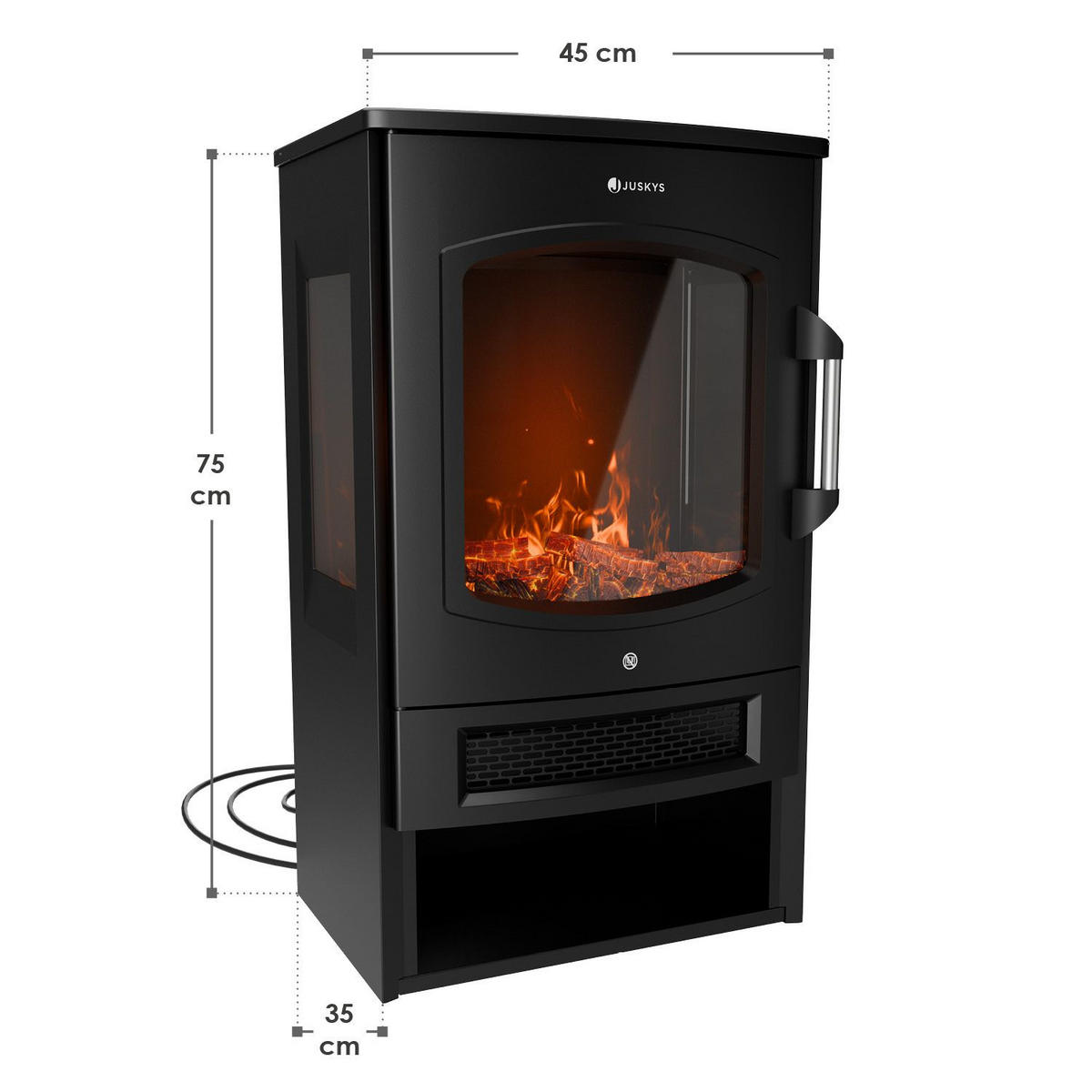 ELEKTROKAMIN 1800W schwarz - Flammenbild separat nutzbar - Schwarz, Metall (35/75/45cm) - Juskys