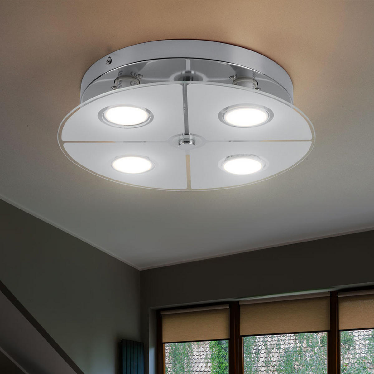 LED DECKENLEUCHTE RENE Metall Silber 2er Set - Silberfarben, Glas (30/30/7.5cm) - Globo Lighting