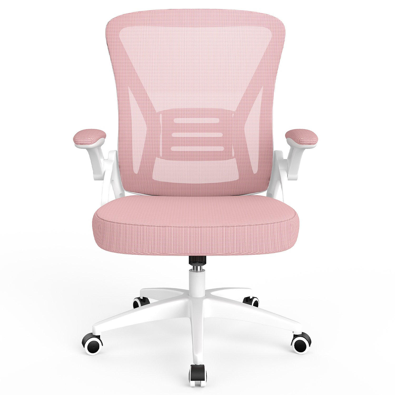 BÜRODREHSTUHL ergonomisch, mittelhohe Rückenlehne, klappbare Armlehnen – Rosa - Pink, Metall (50/102/50cm) - Rattantree