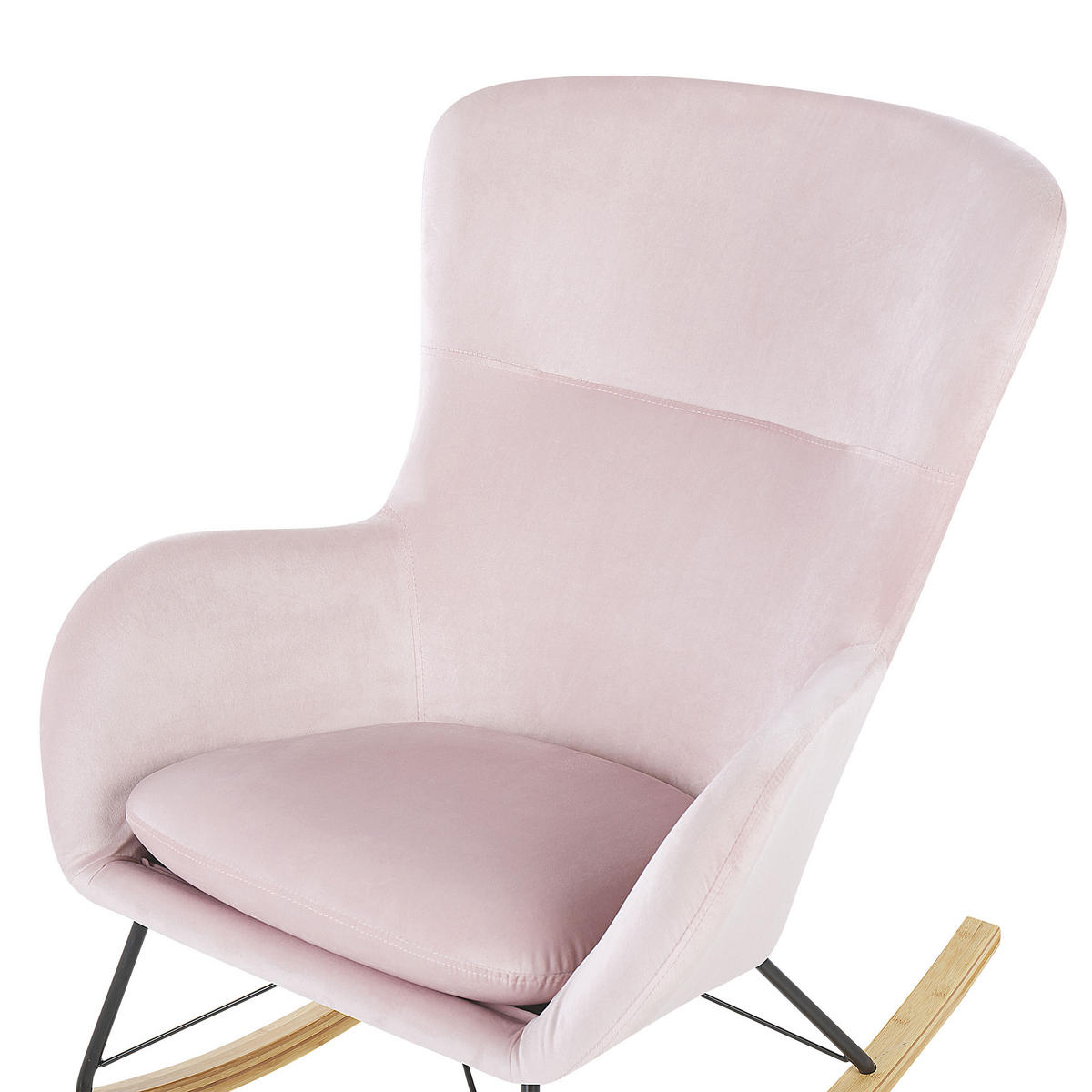 SCHAUKELSESSEL Samtstoff Rosa Ellan - Hellbraun/Pink, Textil (71/97/90cm) - Beliani