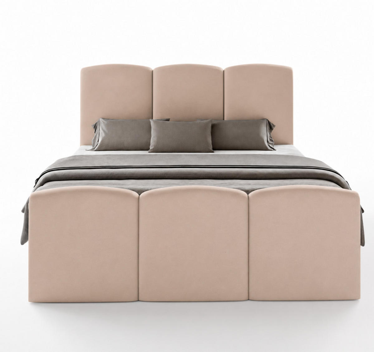 BOXBETT SAVIO 180x200 cm mit Bettkasten, Bonell-Matratze H3 und Topper – Samt Altrosa - Altrosa, Textil (180/200cm) - Luxkor24