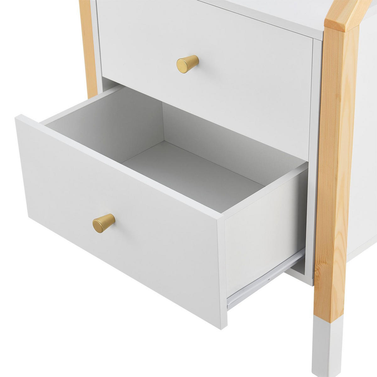 NACHTTISCH Enny mit 2 Schubladen Kinder - Weiß, Holz (30/55/46cm) - Juskys